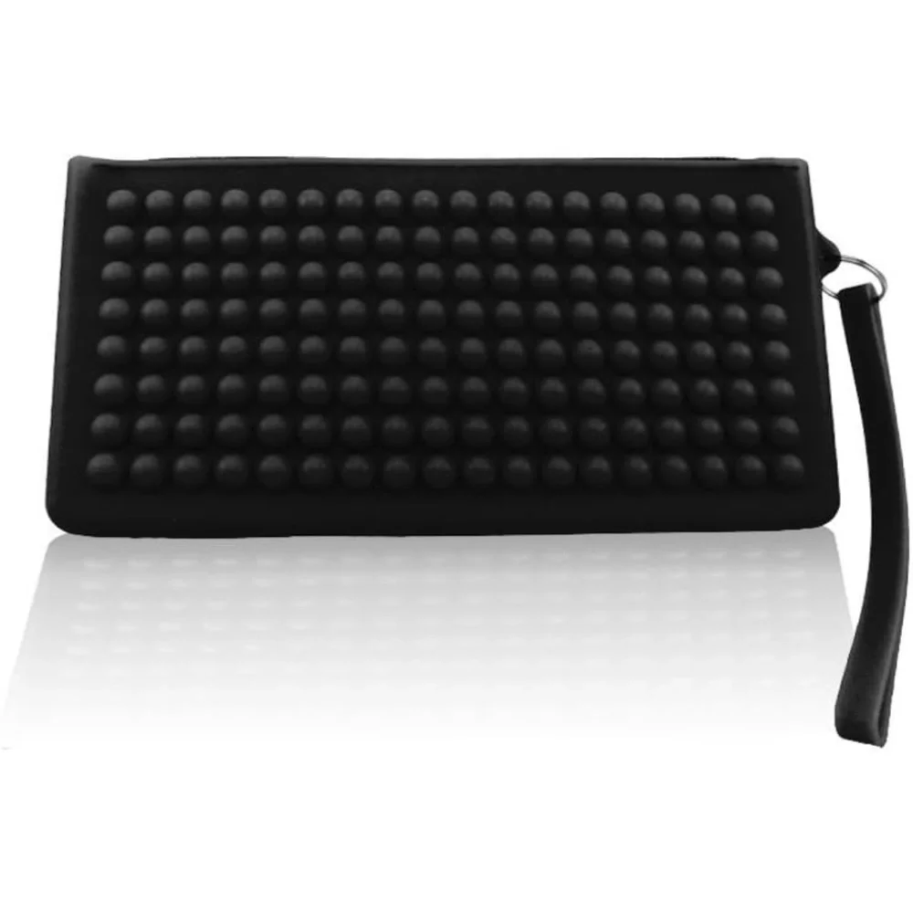 RumbaTime Women's Silicone Clutch in Black with Zipper and Strap NWT